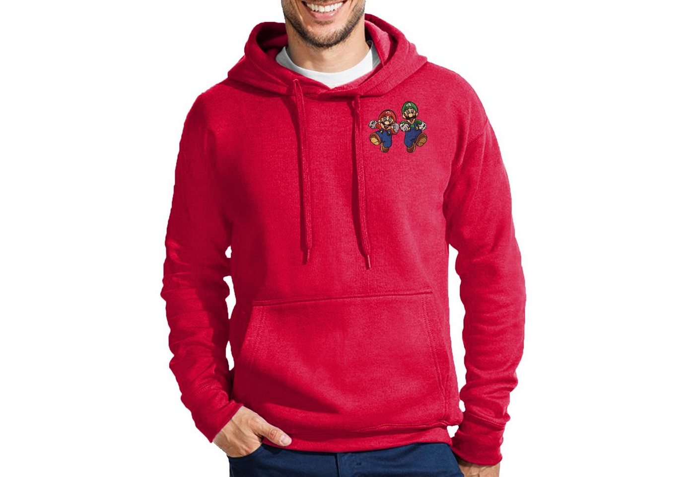 Blondie & Brownie Hoodie Herren Mario & Luigi Brust Stick Retro Peach Gaming Yoshi mit Kapuze, bestickt von Blondie & Brownie