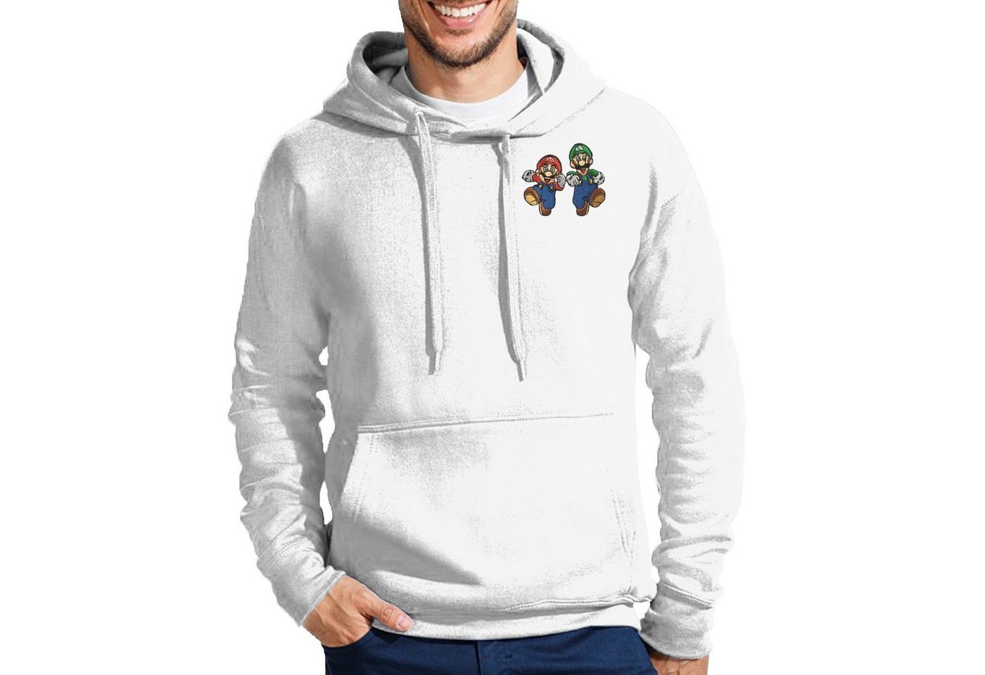 Blondie & Brownie Hoodie Herren Mario & Luigi Brust Stick Retro Peach Gaming Yoshi mit Kapuze, bestickt von Blondie & Brownie