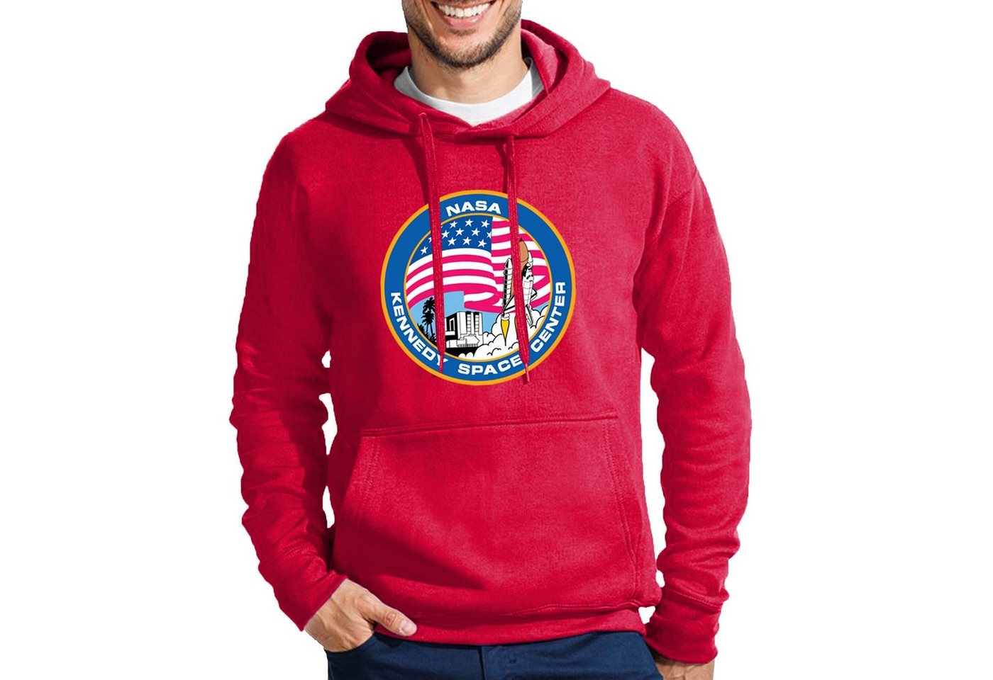 Blondie & Brownie Hoodie Herren NASA Kennedy Space Center Rakete Sterne Elon X Mit Kapuze von Blondie & Brownie