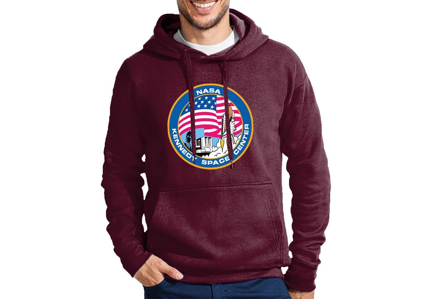 Blondie & Brownie Hoodie Herren NASA Kennedy Space Center Rakete Sterne Elon X Mit Kapuze von Blondie & Brownie