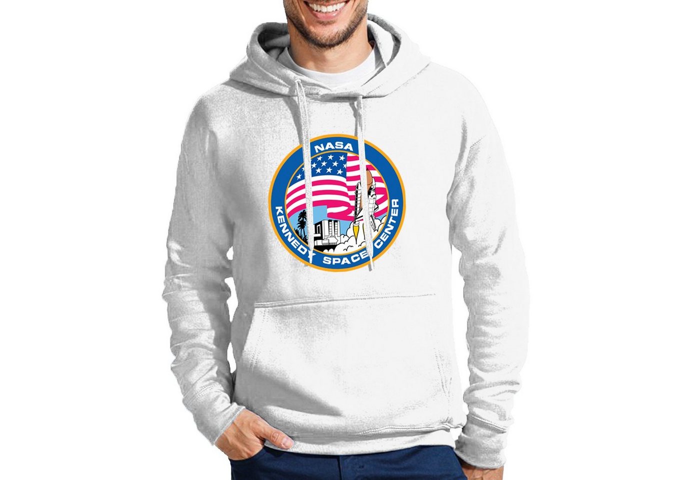 Blondie & Brownie Hoodie Herren NASA Kennedy Space Center Rakete Sterne Elon X Mit Kapuze von Blondie & Brownie