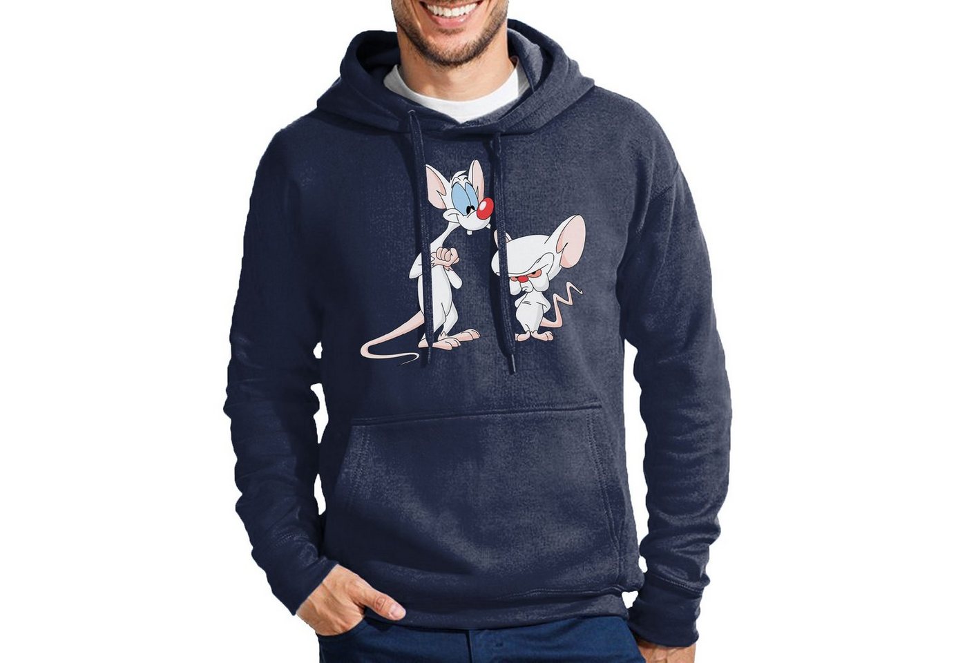 Blondie & Brownie Hoodie Herren PinkyBrain Pinky Brain Maus Mit Kapuze von Blondie & Brownie