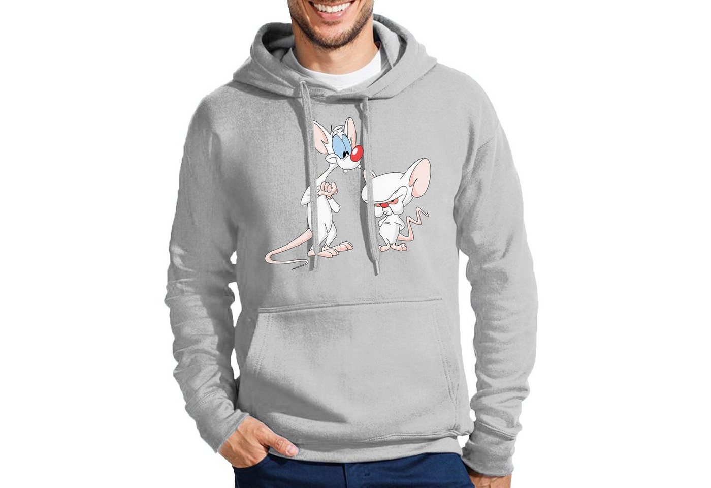 Blondie & Brownie Hoodie Herren PinkyBrain Pinky Brain Maus Mit Kapuze von Blondie & Brownie