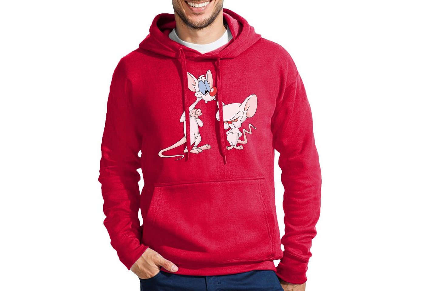 Blondie & Brownie Hoodie Herren PinkyBrain Pinky Brain Maus Mit Kapuze von Blondie & Brownie