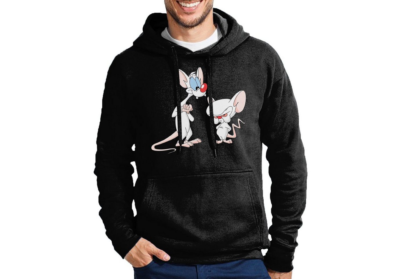 Blondie & Brownie Hoodie Herren PinkyBrain Pinky Brain Maus Mit Kapuze von Blondie & Brownie