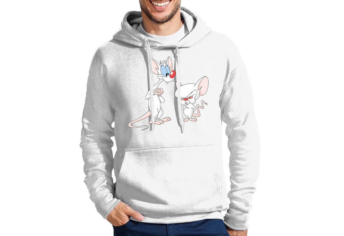 Blondie & Brownie Hoodie Herren PinkyBrain Pinky Brain Maus Mit Kapuze von Blondie & Brownie