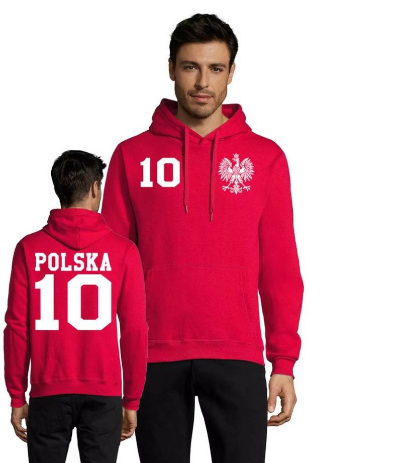 Blondie & Brownie Hoodie Herren Polen Polska 10 Sport Hoodie Pullover Fußball mit Kapuze Blondie & Brownie Hoodie Herren Polen Polska 10 Sport Hoodie Pullover Fußball mit Kapuze von Blondie & Brownie