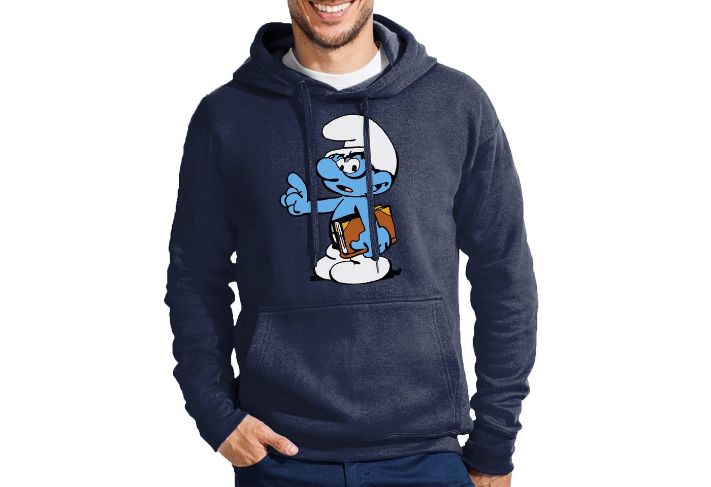 Blondie & Brownie Hoodie Herren Schlaubi Schlumpf Buch Schlumpfhausen Schlumpfine mit Kapuze von Blondie & Brownie