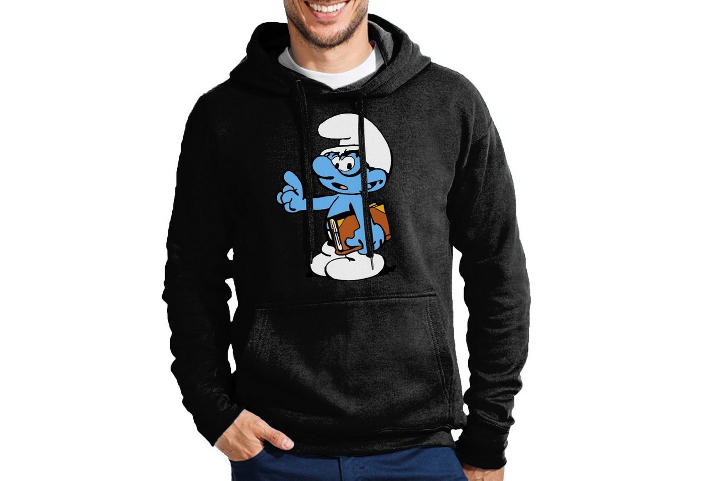 Blondie & Brownie Hoodie Herren Schlaubi Schlumpf Buch Schlumpfhausen Schlumpfine mit Kapuze von Blondie & Brownie