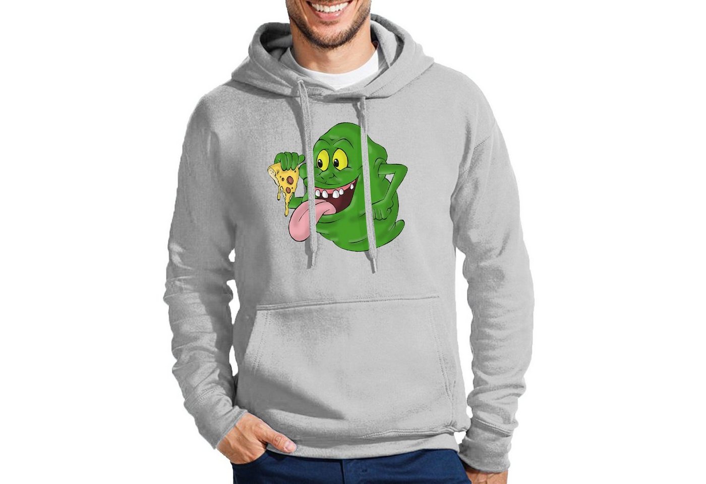 Blondie & Brownie Hoodie Herren Slimer Ghostbusters Geist Pizza Mit Kapuze von Blondie & Brownie