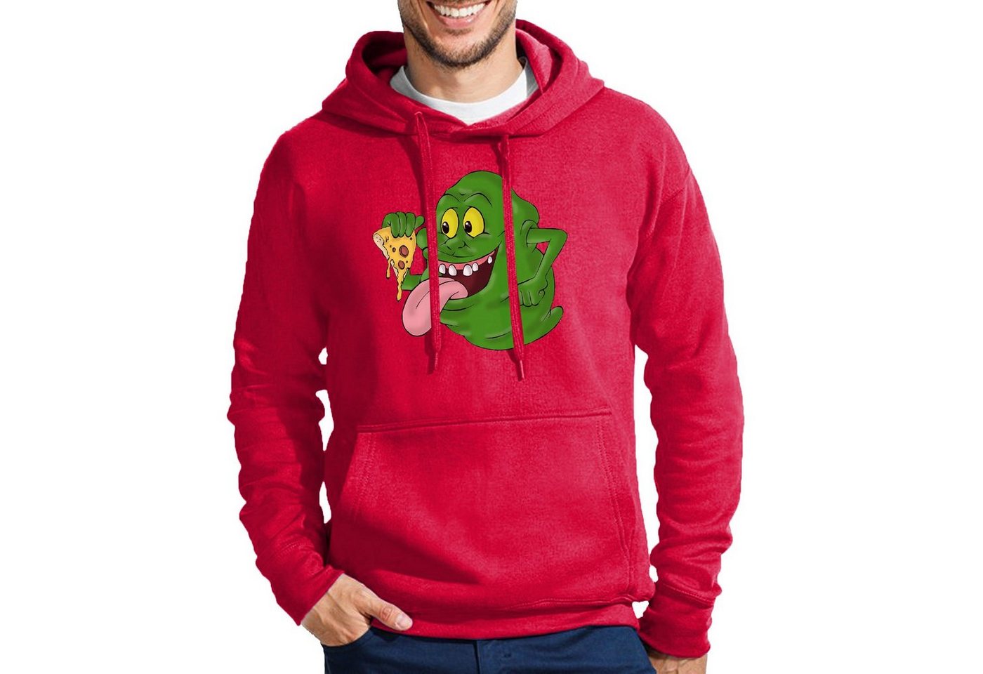 Blondie & Brownie Hoodie Herren Slimer Ghostbusters Geist Pizza Mit Kapuze von Blondie & Brownie