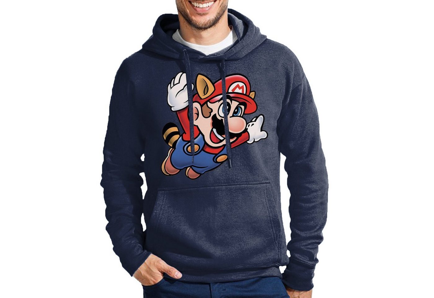 Blondie & Brownie Hoodie Herren Super Mario 3 Fligh Retro Konsole Gaming Nerd mit Kaputze von Blondie & Brownie