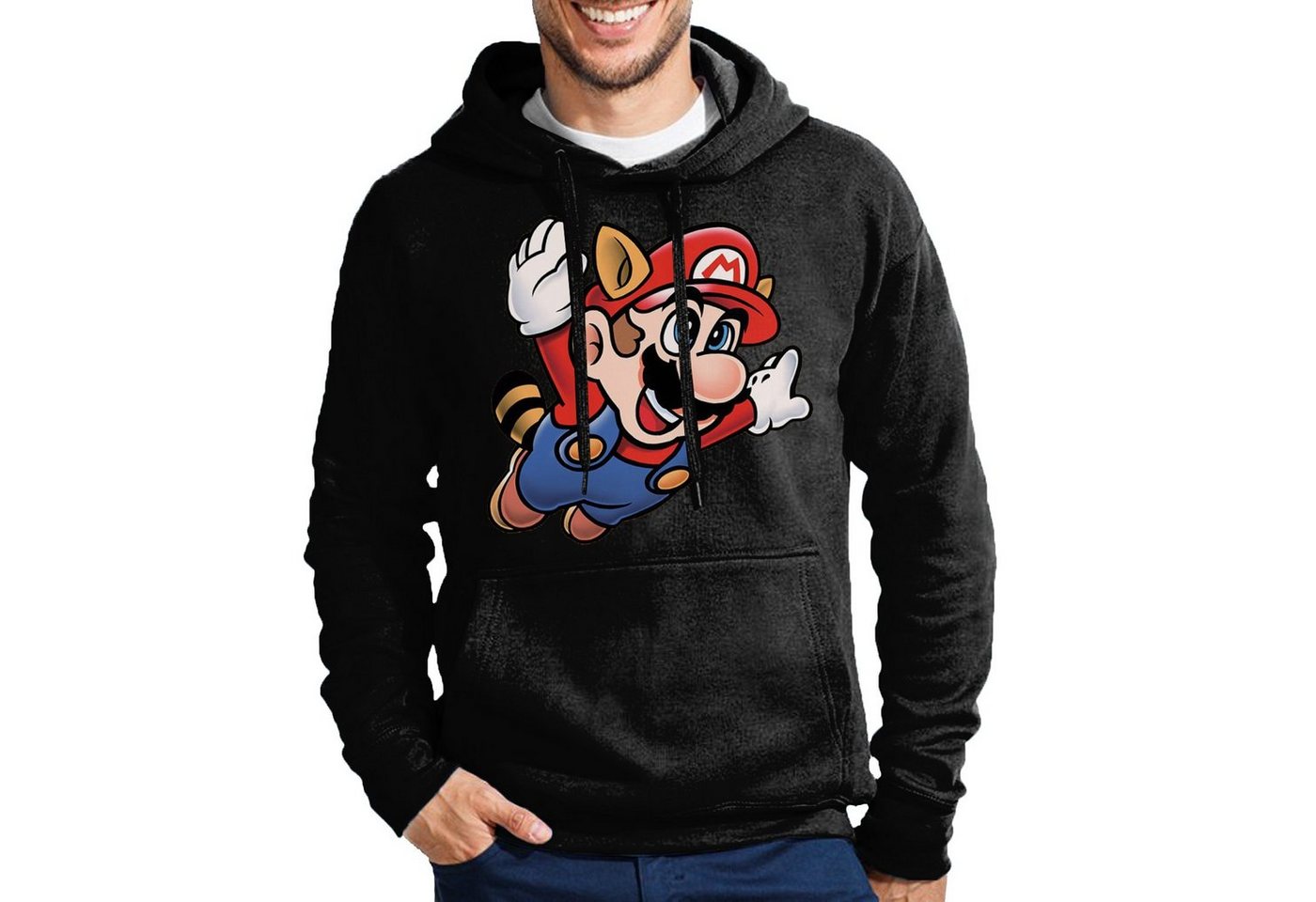 Blondie & Brownie Hoodie Herren Super Mario 3 Fligh Retro Konsole Gaming Nerd mit Kaputze von Blondie & Brownie