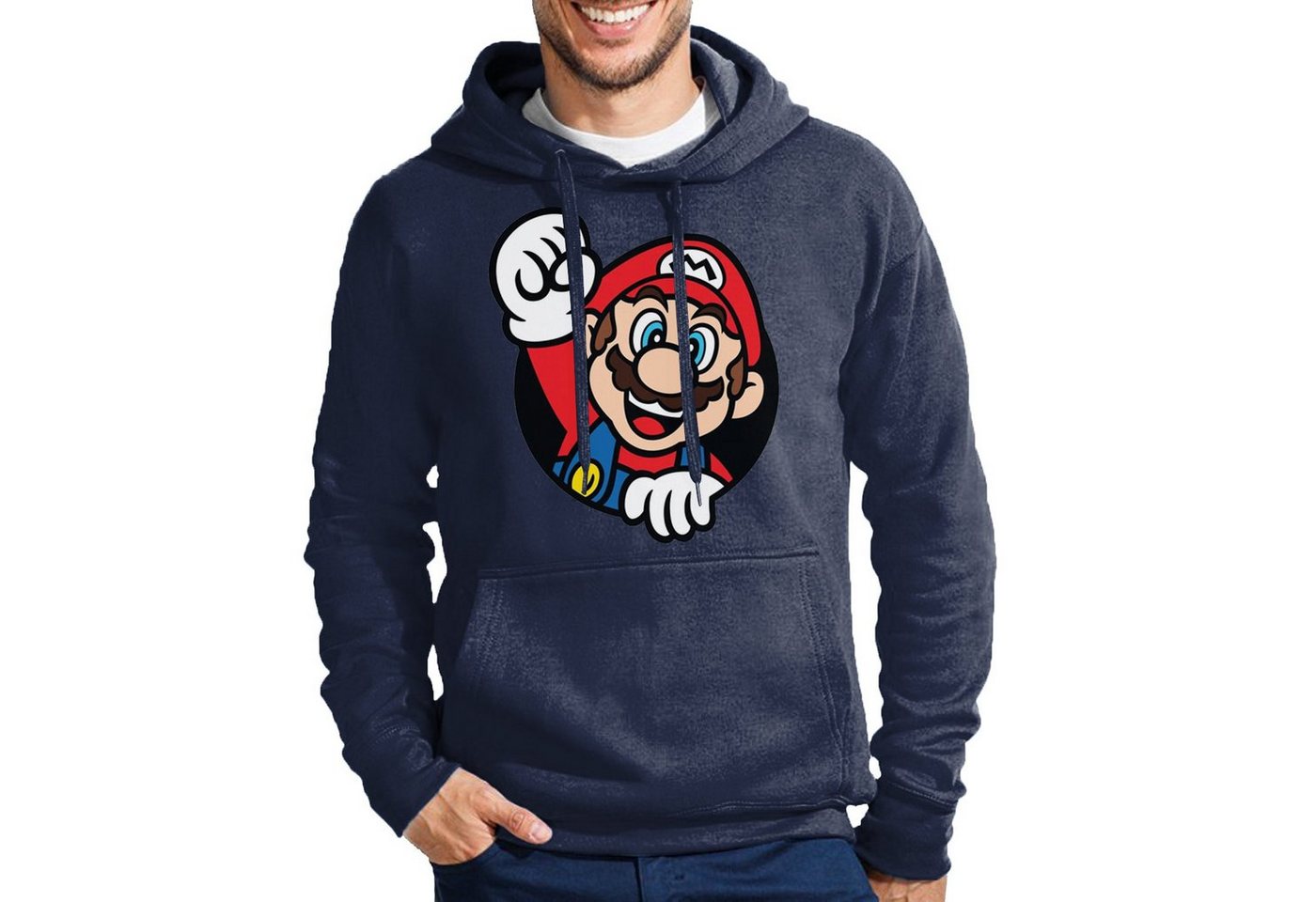 Blondie & Brownie Hoodie Herren Super Mario Faust Nerd Konsole Gaming Spiel Retro mit Kapuze von Blondie & Brownie