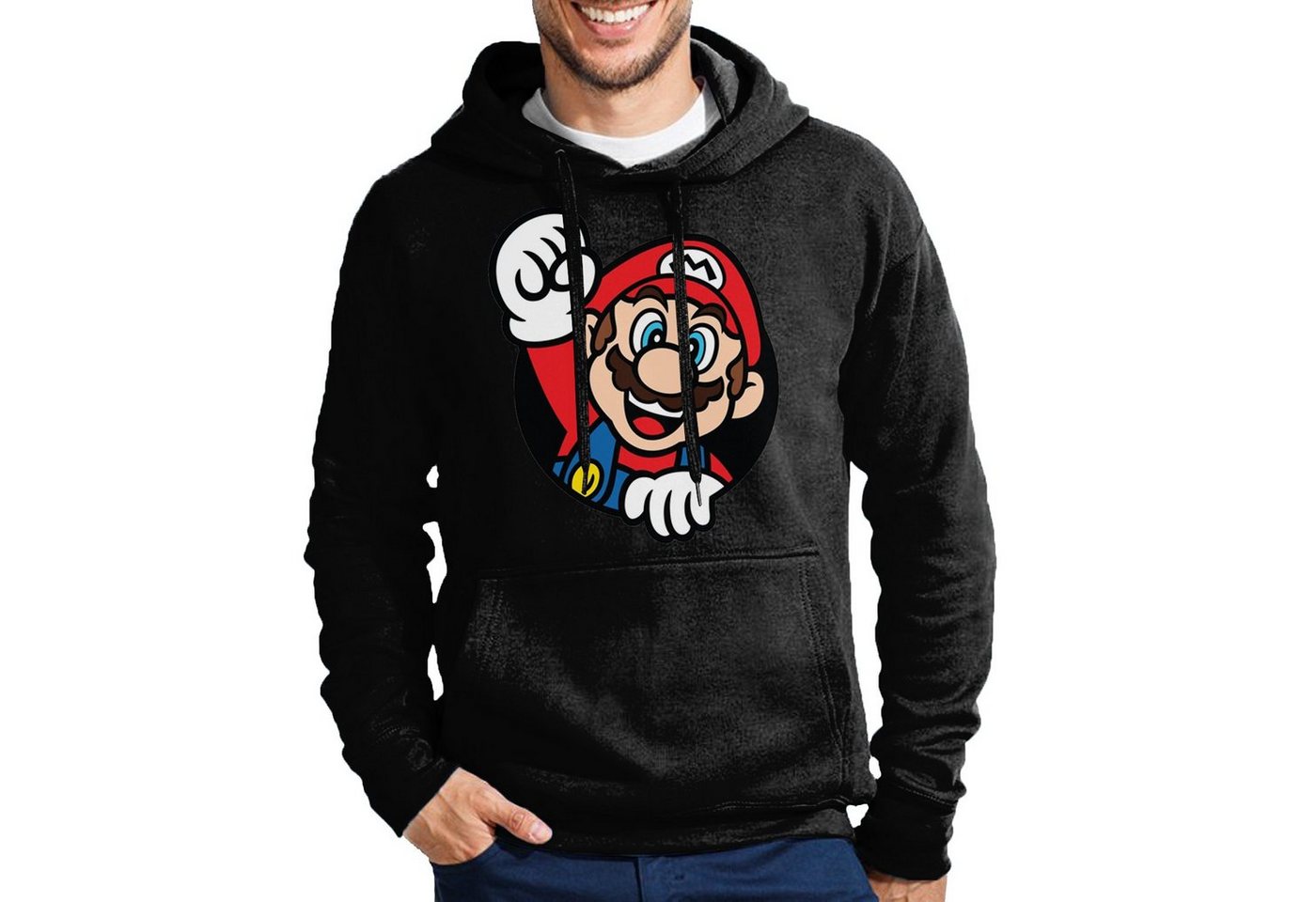 Blondie & Brownie Hoodie Herren Super Mario Faust Nerd Konsole Gaming Spiel Retro mit Kapuze von Blondie & Brownie