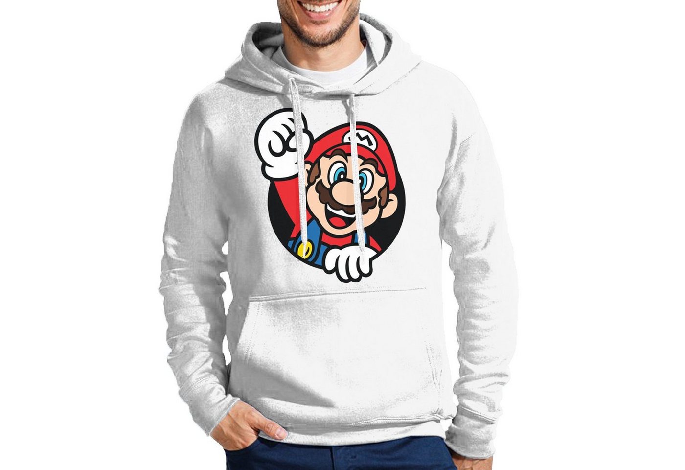 Blondie & Brownie Hoodie Herren Super Mario Faust Nerd Konsole Gaming Spiel Retro mit Kapuze von Blondie & Brownie