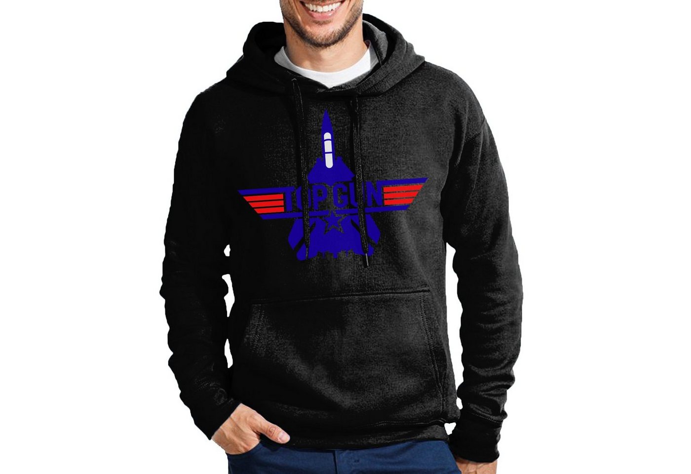 Blondie & Brownie Hoodie Herren Top Gun F-14 Tomcat 80s 90s Vintage Film Kino Maverick mit Kapuze von Blondie & Brownie