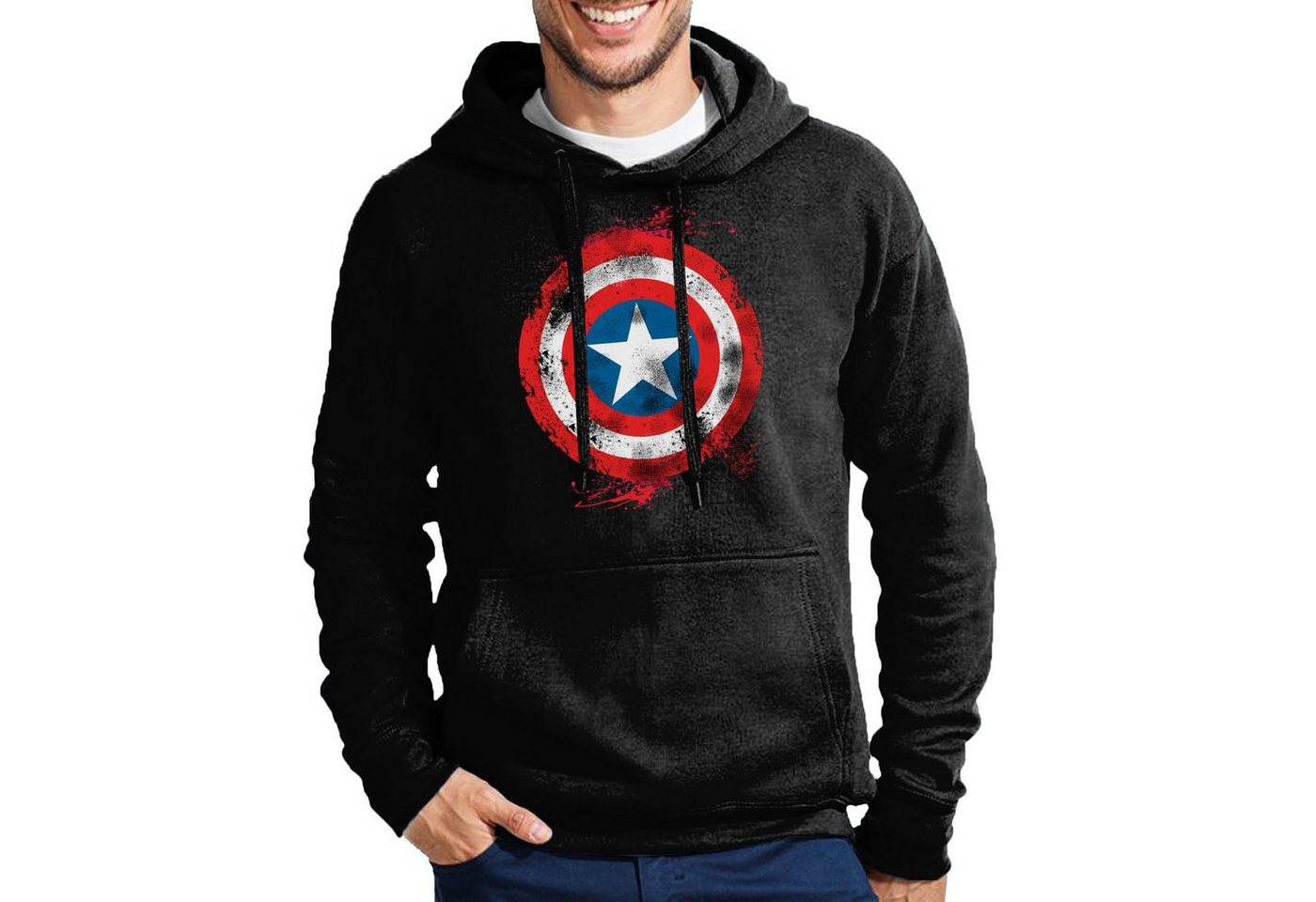 Blondie & Brownie Hoodie Herren Vintage Schild Amerika Captain America Mit Kapuze Blondie & Brownie Hoodie Herren Vintage Schild Amerika Captain America Mit Kapuze von Blondie & Brownie