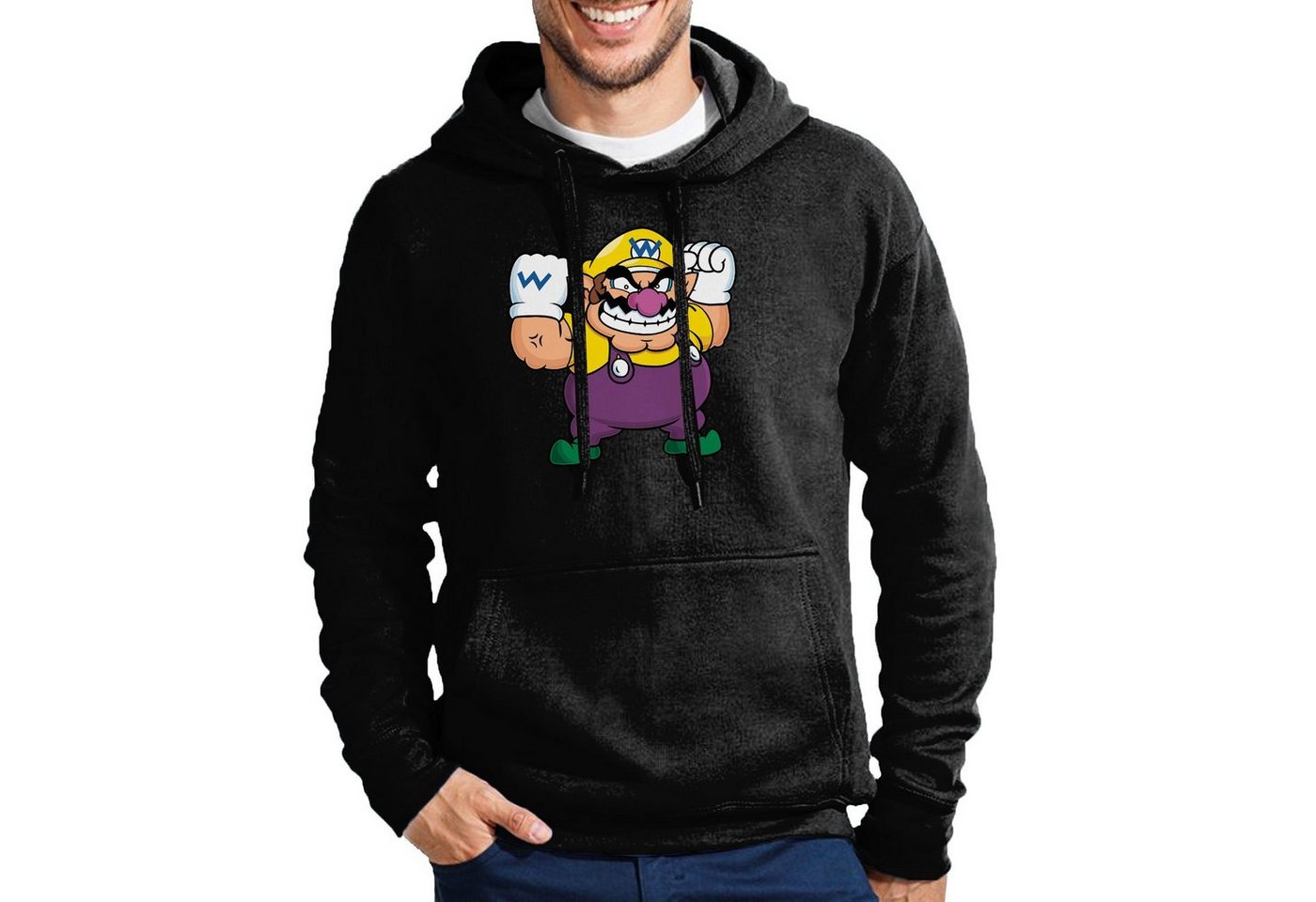 Blondie & Brownie Hoodie Herren Wario Mario Gumba Luigi Yoshi Gaming Super Retro Mit Kapuze von Blondie & Brownie