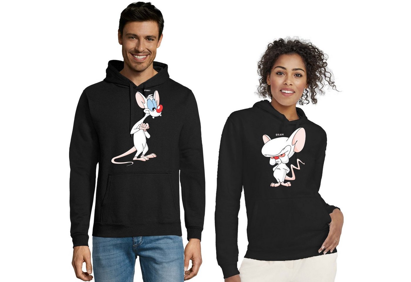 Blondie & Brownie Hoodie Unisex Hoodie Pullover Pinky Brain Weltherrschaft BFF Friends Paar mit Kapuze von Blondie & Brownie