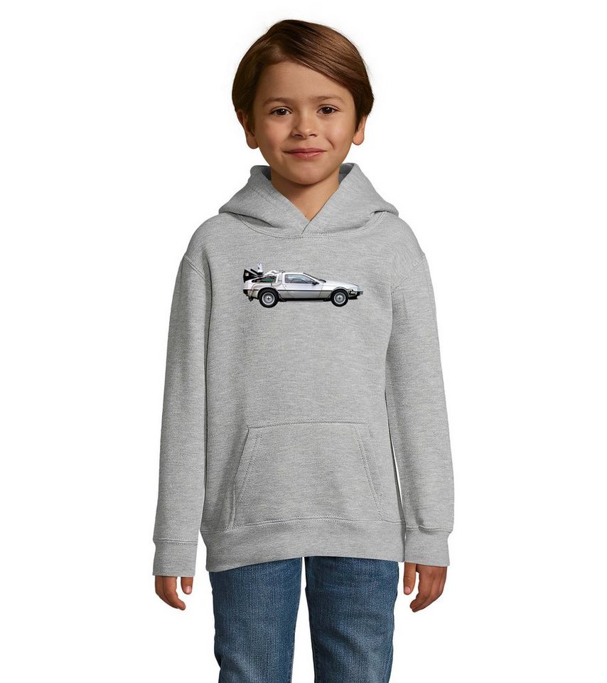 Blondie & Brownie Hoodie Kinder Jungen & Mädchen Delorean Auto Zukunftsreise Zeitmaschine mit Kapuze von Blondie & Brownie