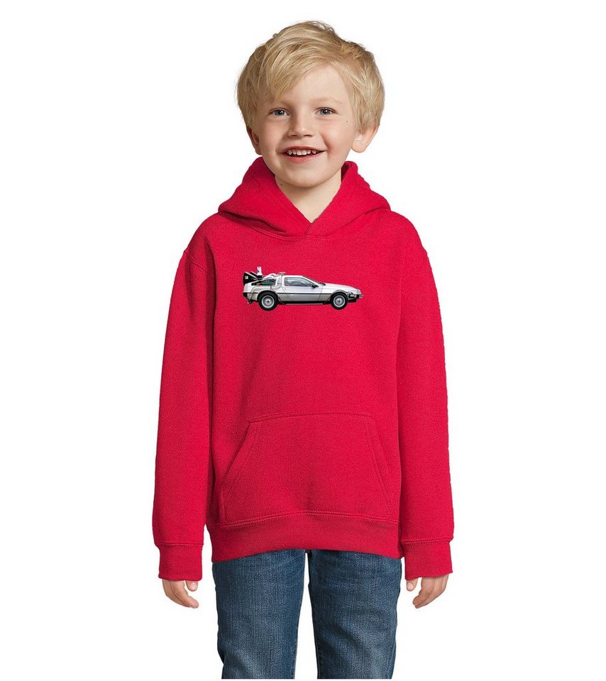 Blondie & Brownie Hoodie Kinder Jungen & Mädchen Delorean Auto Zukunftsreise Zeitmaschine mit Kapuze von Blondie & Brownie