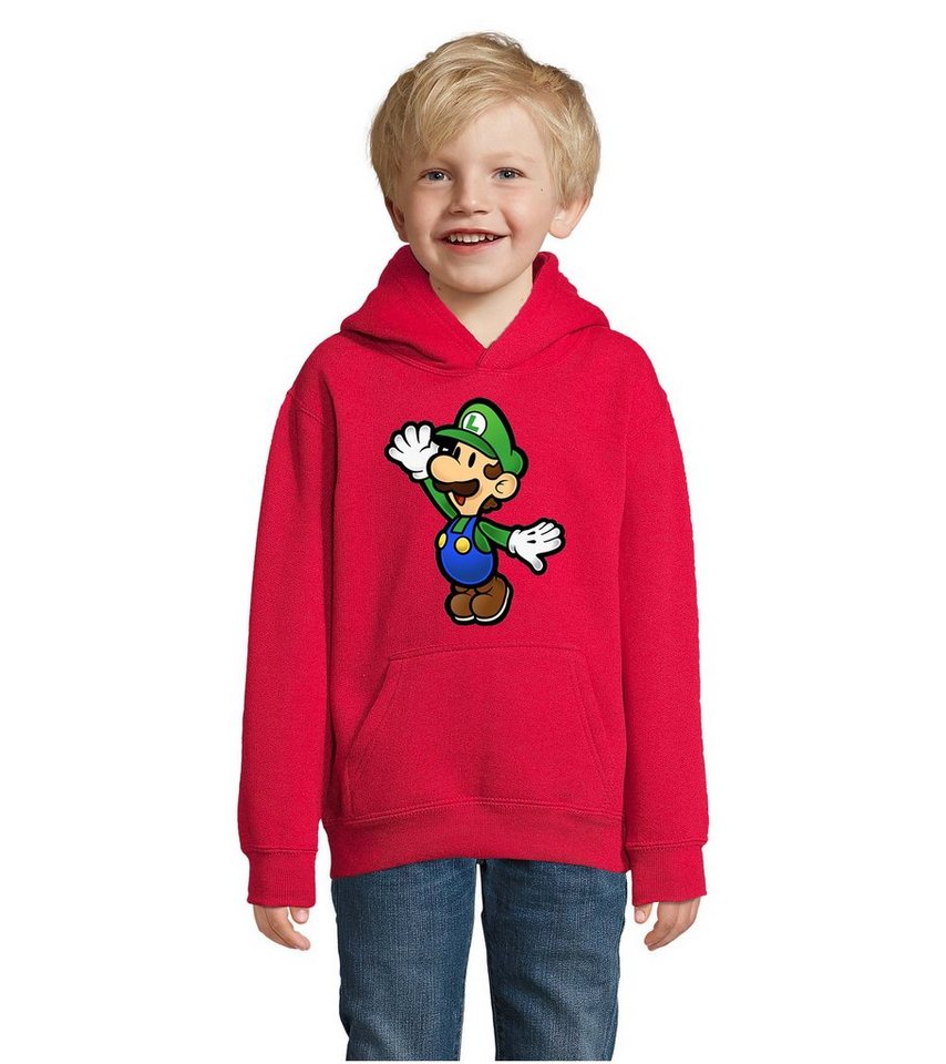 Blondie & Brownie Hoodie Kinder Jungen & Mädchen Luigi Super Retro Konsole Mario Peach Yoshi mit Kapuze von Blondie & Brownie