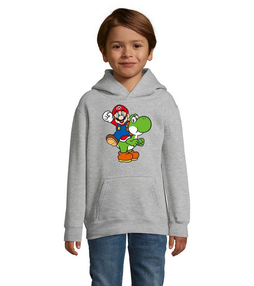 Blondie & Brownie Hoodie Kinder Yoshi & Mario Konsole Super Retro Luigi mit Kaputze von Blondie & Brownie