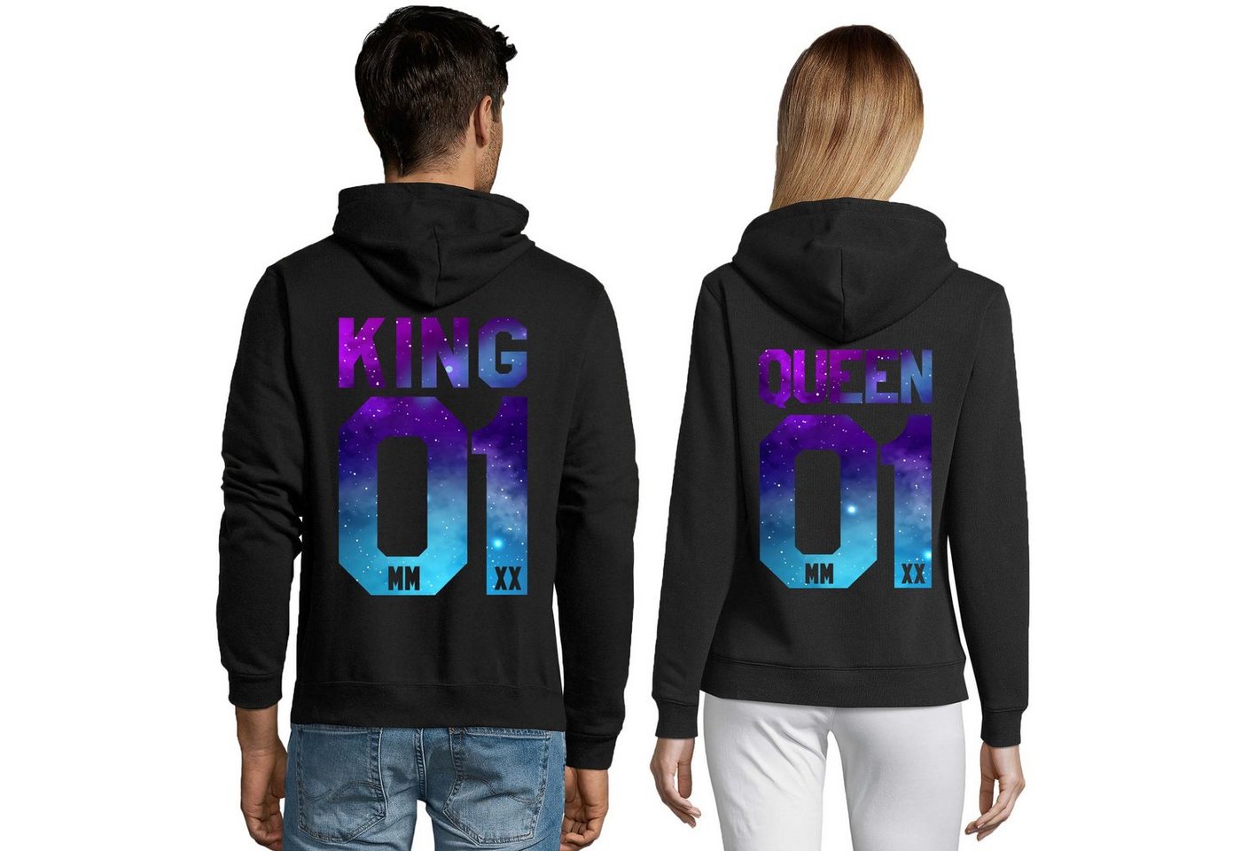 Blondie & Brownie Hoodie Unisex Paar Pärchen Pullover King Queen Valentin Bff Friends mit Kapuze, Kängurutasche von Blondie & Brownie