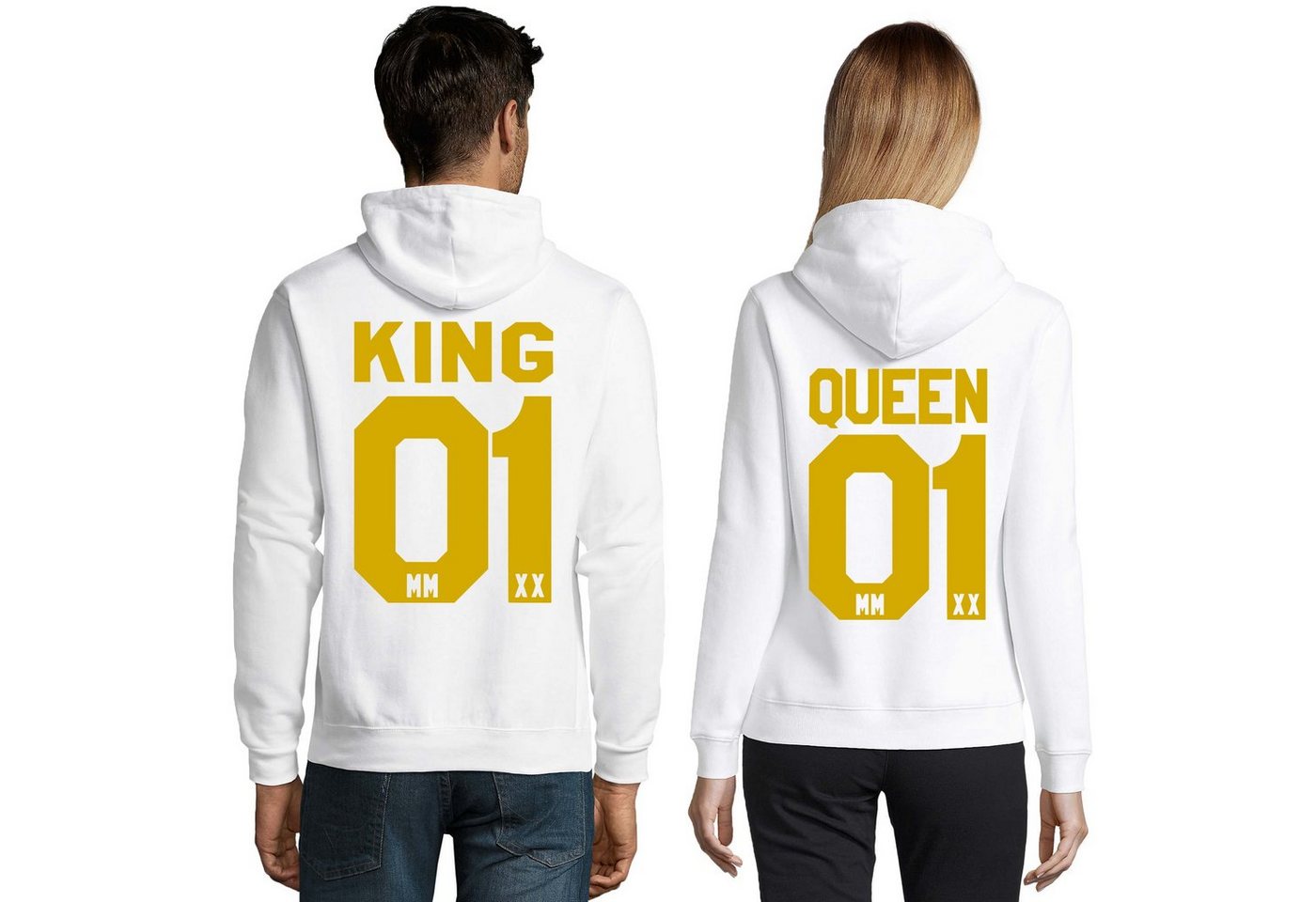 Blondie & Brownie Hoodie Unisex Paar Pärchen Pullover King Queen Valentin Bff Friends mit Kapuze, Kängurutasche von Blondie & Brownie