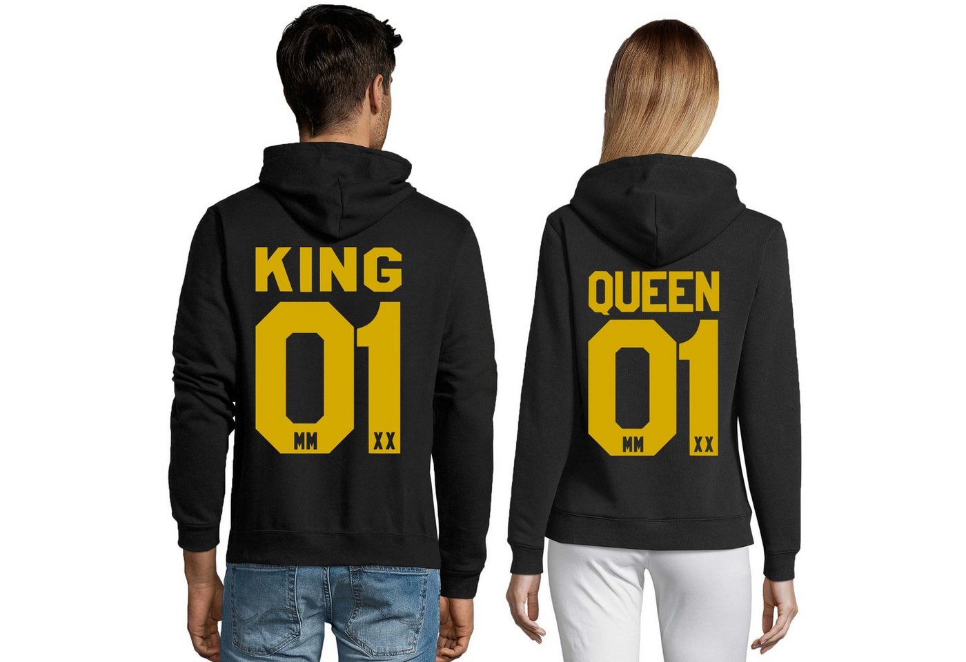 Blondie & Brownie Hoodie Unisex Paar Pärchen Pullover King Queen Valentin Bff Friends mit Kapuze, Kängurutasche von Blondie & Brownie