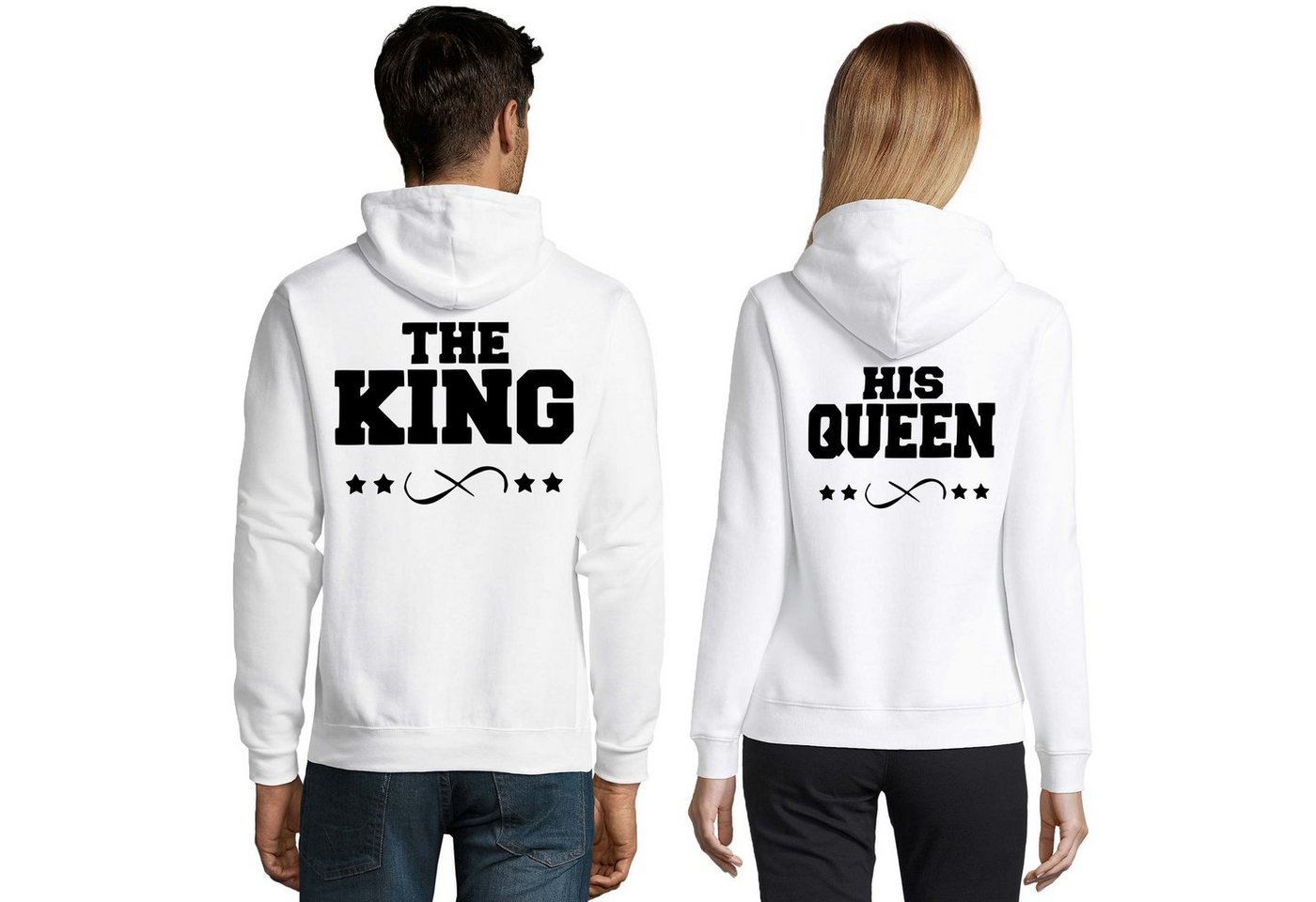 Blondie & Brownie Hoodie Unisex Paar Pärchen Pullover The King His Queen Valentin Bff Friends mit Kapuze, Kängurutasche von Blondie & Brownie