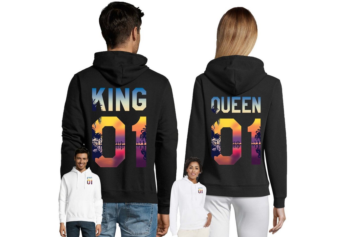 Blondie & Brownie Hoodie Unisex Pullover King Queen Sun Beach Paar Pärchen Mit Kapuze, Kängurutaschen Blondie & Brownie Hoodie Unisex Pullover King Queen Sun Beach Paar Pärchen Mit Kapuze, Kängurutaschen von Blondie & Brownie