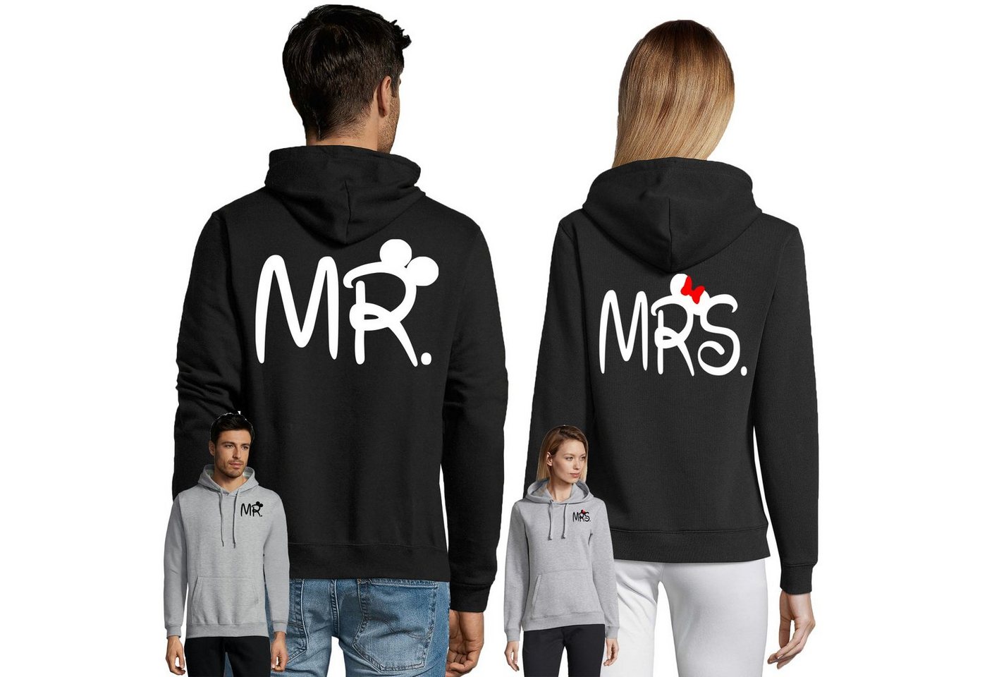 Blondie & Brownie Hoodie Unisex Pullover Mr. Mrs. Mickey Minnie Paar Pärchen Friends Mit Kapuze, Kängurutasche Blondie & Brownie Hoodie Unisex Pullover Mr. Mrs. Mickey Minnie Paar Pärchen Friends Mit Kapuze, Kängurutasche von Blondie & Brownie