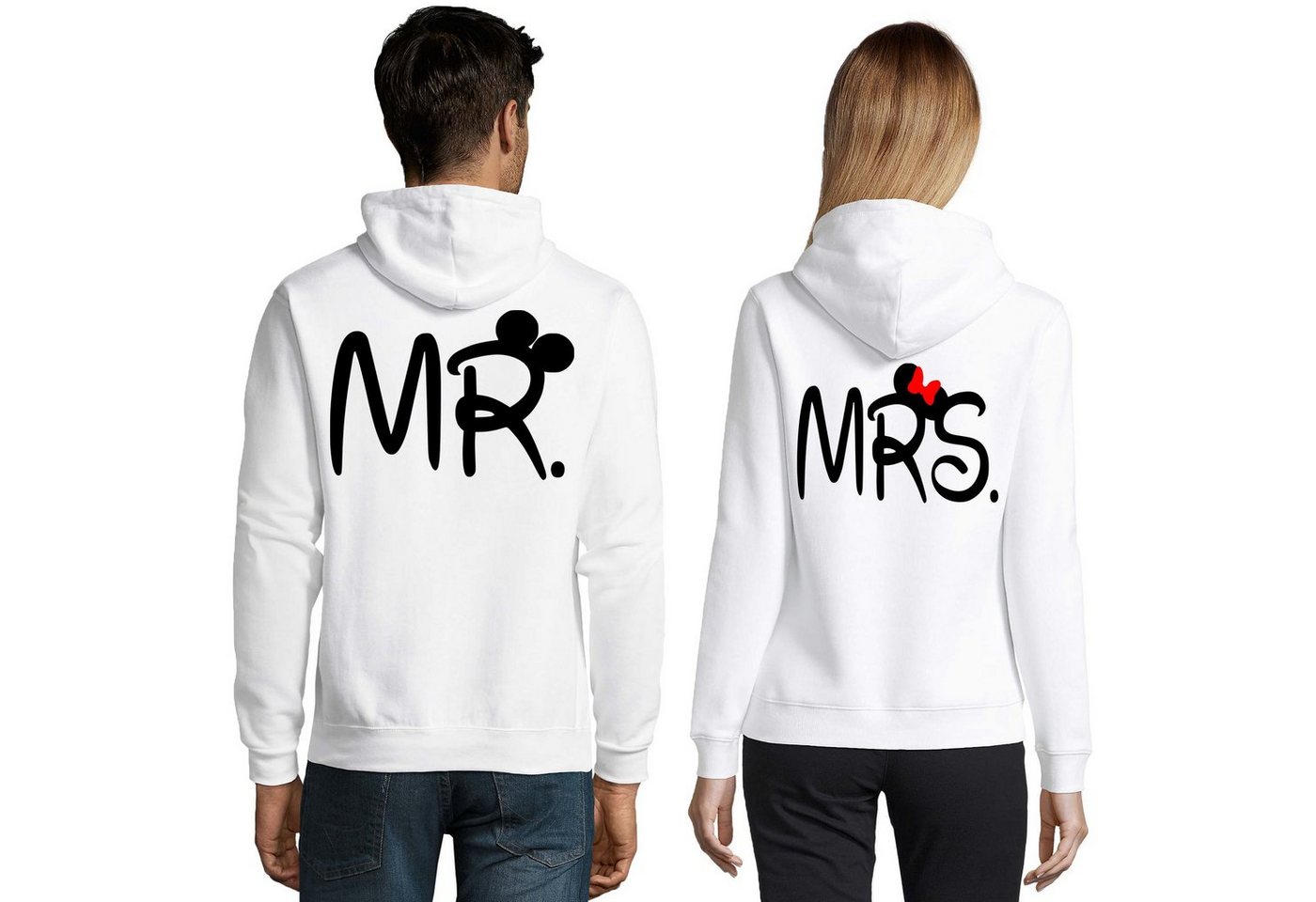 Blondie & Brownie Hoodie Unisex Pullover Mr. Mrs. Mickey Minnie Paar Pärchen Friends Mit Kapuze, Kängurutasche von Blondie & Brownie