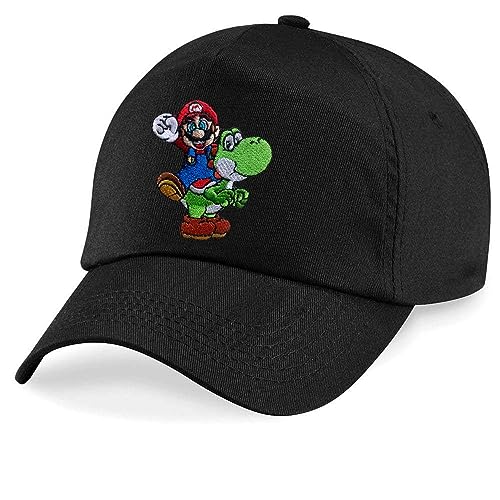 Blondie & Brownie Kinder Baseball Cap, Mario & Yoshi, Schwarz von Blondie & Brownie