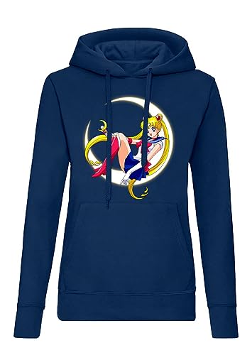 Blondie & Brownie Sailor Moon Friends Damen Hoodie Pullover Navyblau Gr.2XL von Blondie & Brownie