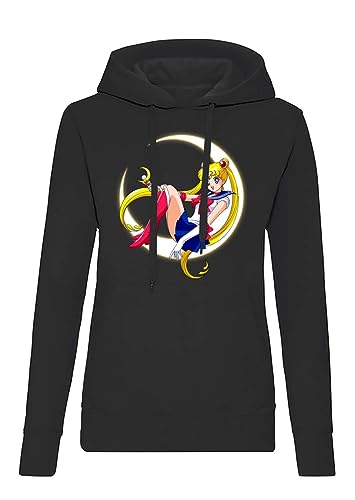 Blondie & Brownie Sailor Moon Friends Damen Hoodie Pullover Schwarz Gr.2XL von Blondie & Brownie