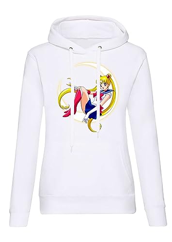 Blondie & Brownie Sailor Moon Friends Damen Hoodie Pullover Weiss Gr.2XL von Blondie & Brownie