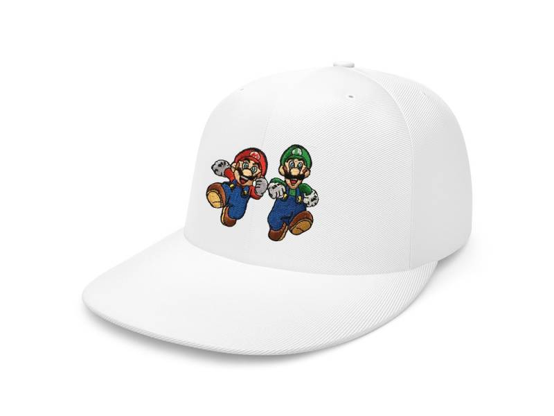 Blondie & Brownie Snapback Cap Unisex Erwachsene Mario und Luigi Stick Patch Super Retro Konsole One Size von Blondie & Brownie