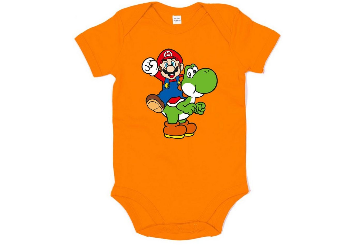 Blondie & Brownie Strampler Kinder, Baby, Jungen und Mädchen Yoshi & Mario Logo Print von Blondie & Brownie