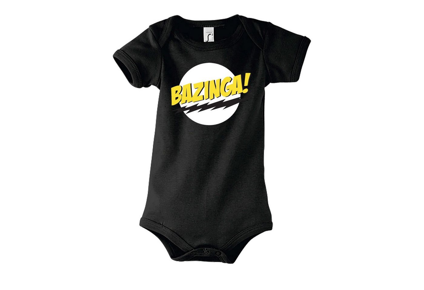 Blondie & Brownie Strampler Kinder Baby Bazinga Logo Sheldon Big Bang Theorie mit Druckknopf von Blondie & Brownie