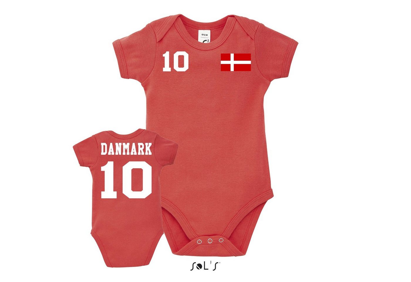 Blondie & Brownie Strampler Kinder Baby Dänemark Denmark Sport Trikot Fußball Weltmeister EM von Blondie & Brownie