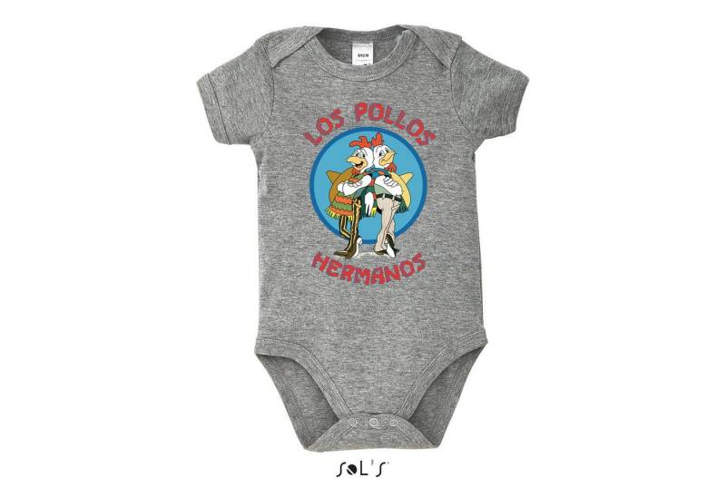 Blondie & Brownie Strampler Kinder Baby Hermanos Hühner Los Pollos mit Druckknopf von Blondie & Brownie