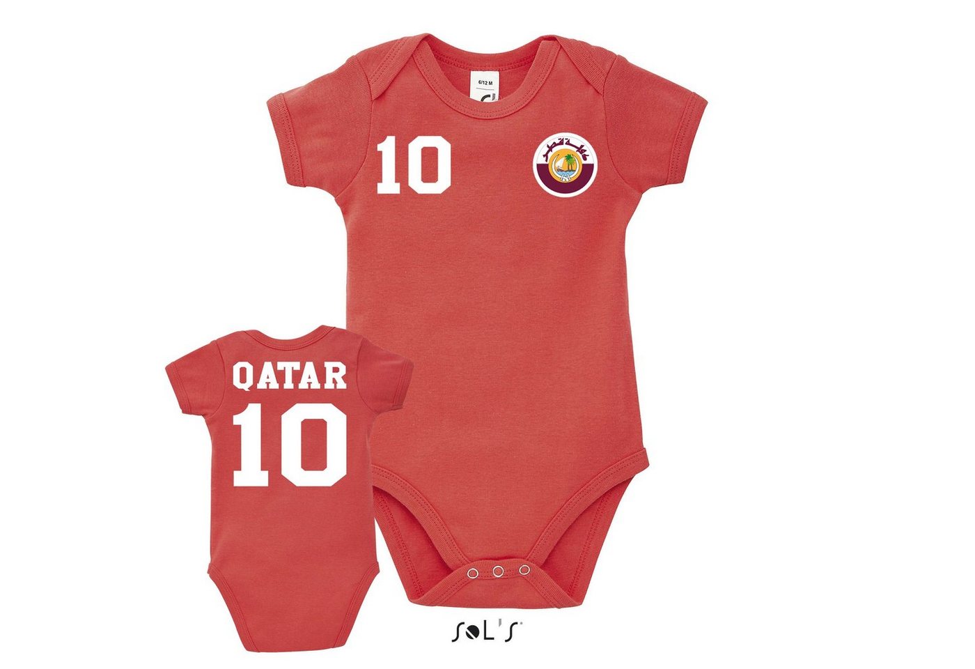 Blondie & Brownie Strampler Kinder Baby Katar Qatar Sport Trikot Fußball Weltmeister WM von Blondie & Brownie