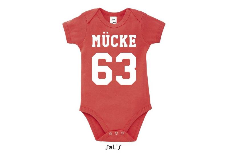 Blondie & Brownie Strampler Kinder Baby Mücke 63 Bulldozer Logo Print Film Tv mit Druckknopf von Blondie & Brownie