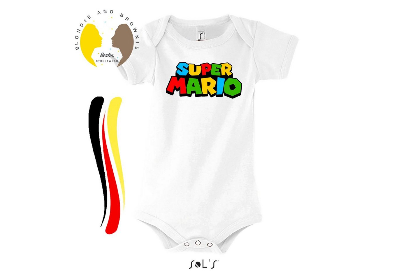 Blondie & Brownie Strampler Kinder Baby Super Mario Retro Gamer Gaming Konsole Spiele von Blondie & Brownie