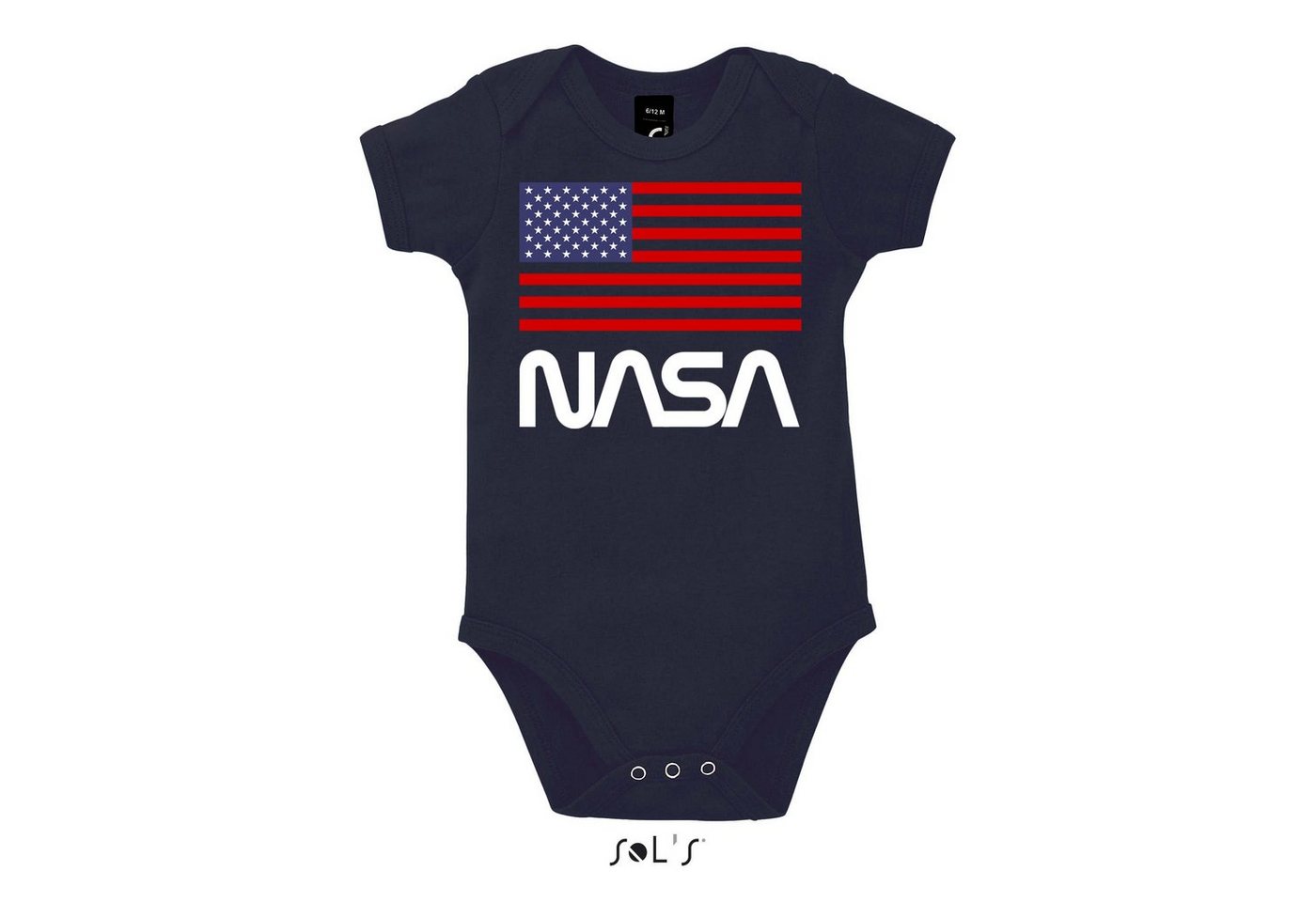 Blondie & Brownie Strampler Kinder Usa Nasa Logo Baby mit Druckknopf von Blondie & Brownie