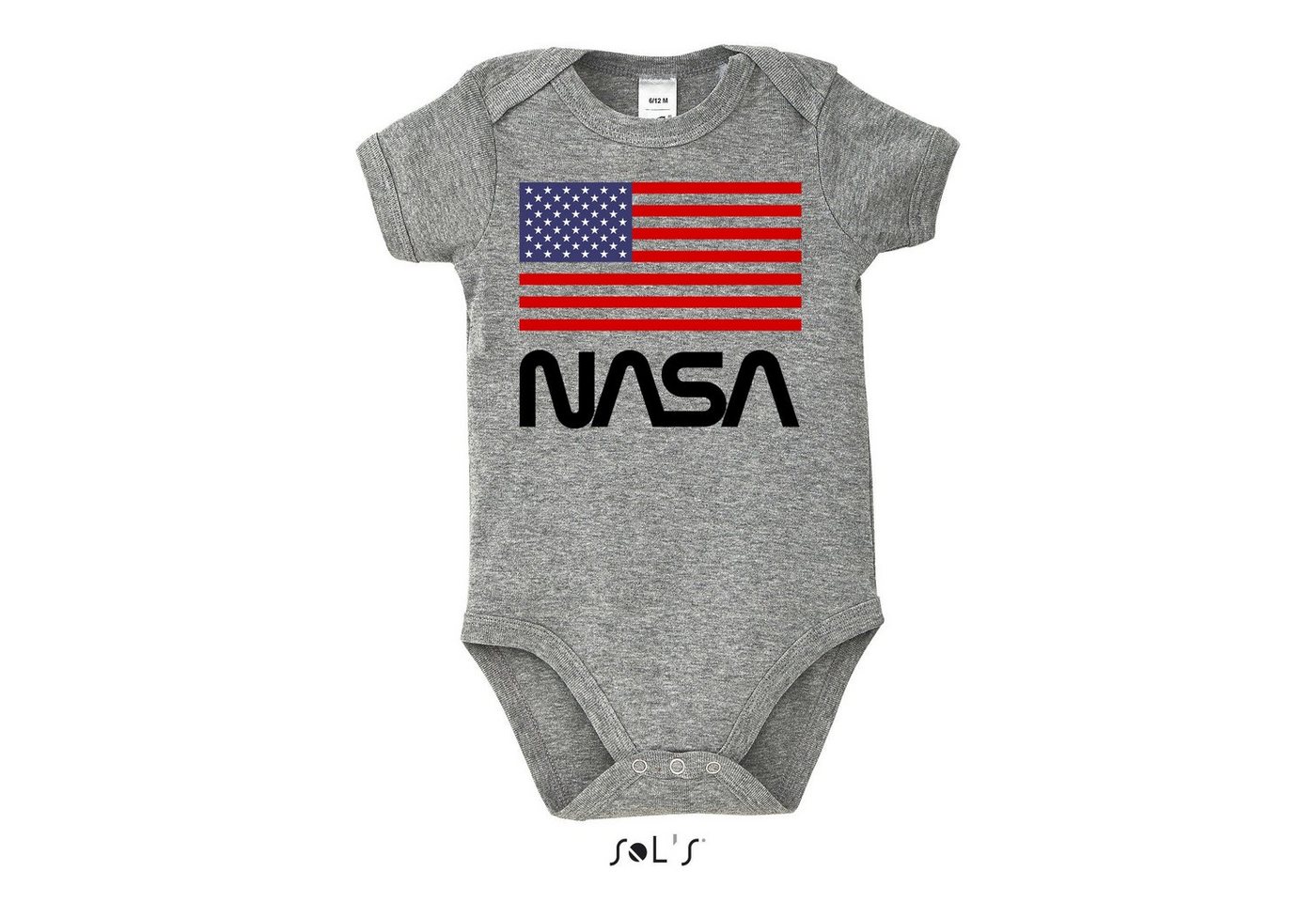 Blondie & Brownie Strampler Kinder Usa Nasa Logo Baby mit Druckknopf von Blondie & Brownie