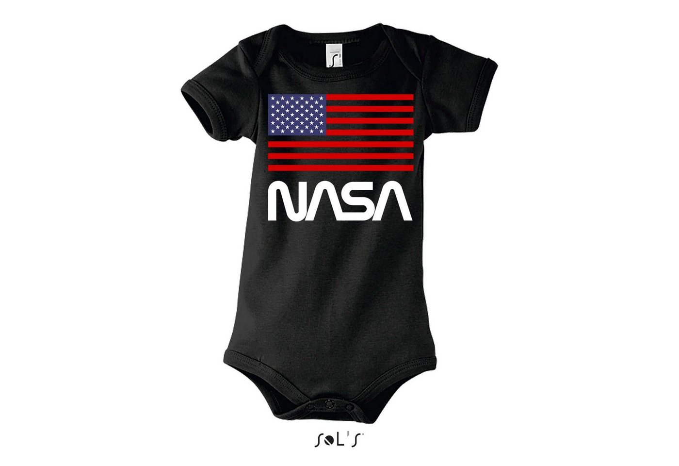 Blondie & Brownie Strampler Kinder Usa Nasa Logo Baby mit Druckknopf von Blondie & Brownie